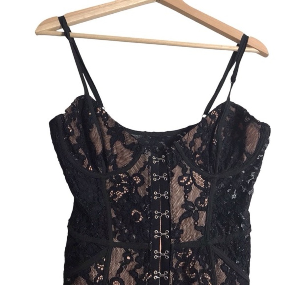 Tobi XS Honeymoon Lace Bodycon Mini Dress Black valentines Coquette Romantic - Picture 5 of 10